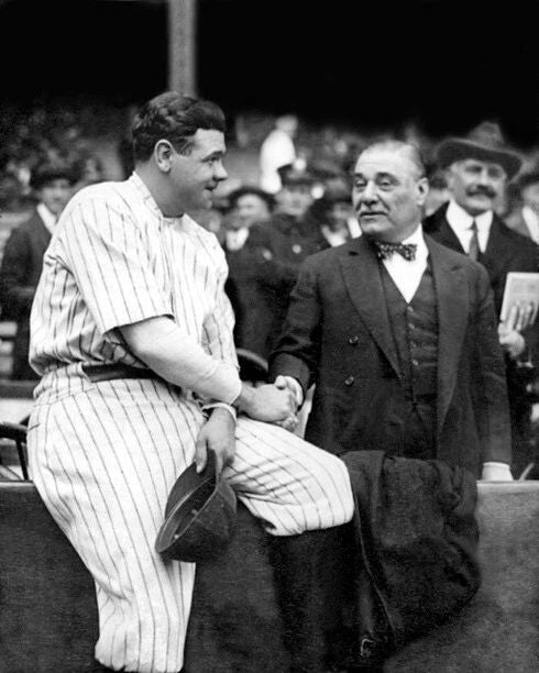 New York Yankees Babe Ruth & Owner Jacob Ruppert Glossy Photo Print Poster