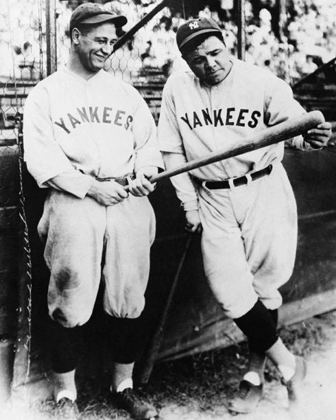 New York Yankees Babe Ruth And Lou Gehrig Glossy Photo Baseball Print 2