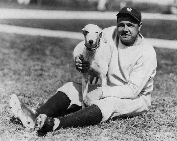 New York Yankees Babe Ruth With Dog Glossy Keychain Keychain Hof 36