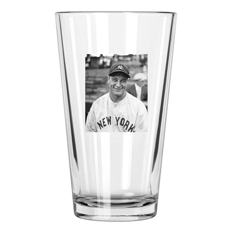 New York Yankees Lou Gehrig Photo Baseball Hof 39 1 Pint Beer Drinking Glass