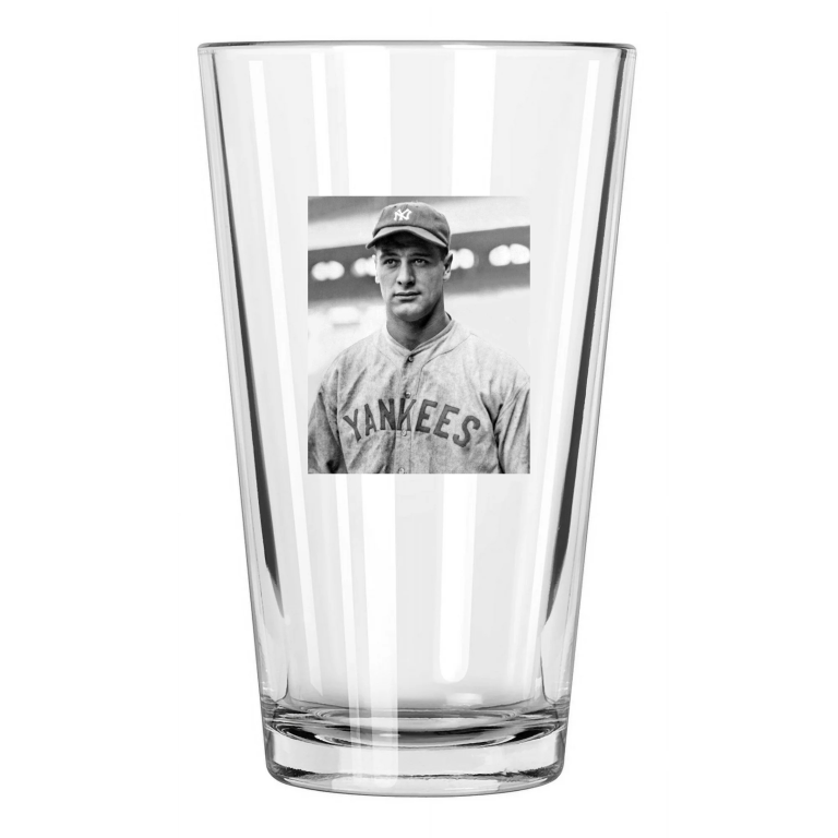 New York Yankees Lou Gehrig Photo Baseball Hof 39 3 Pint Beer Drinking Glass