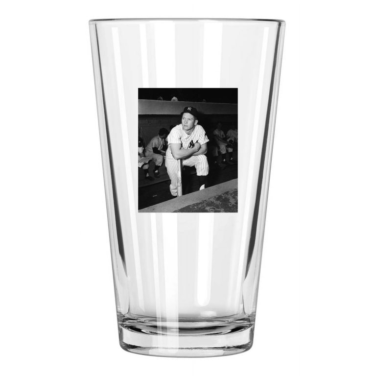 New York Yankees Mickey Mantle Photo Rookie Year Pint Beer Drinking Glass