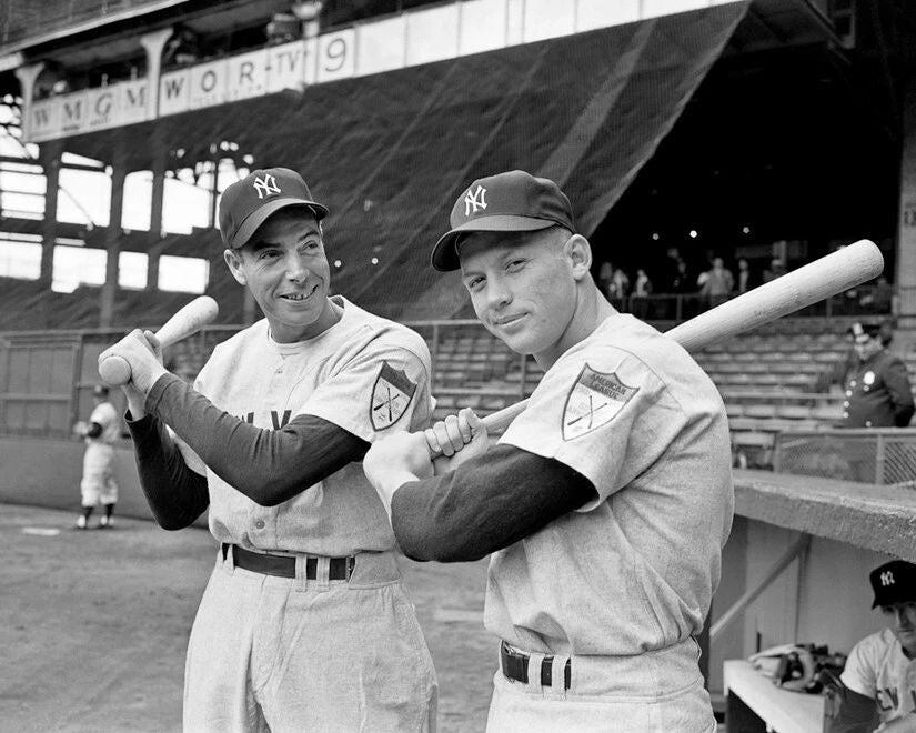 New York Yankees Mickey Mantle And Joe Dimaggio Glossy Photo Print Poster