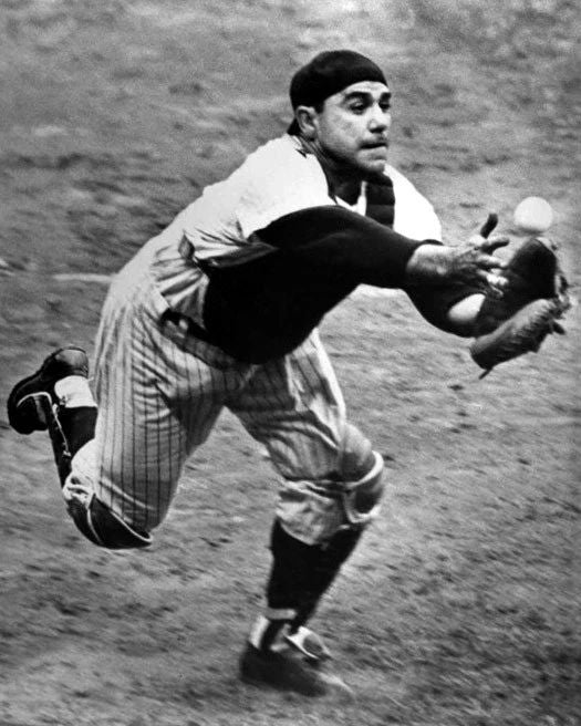 New York Yankees Yogi Berra Glossy Keychain 'Diving' Print Baseball Keychain