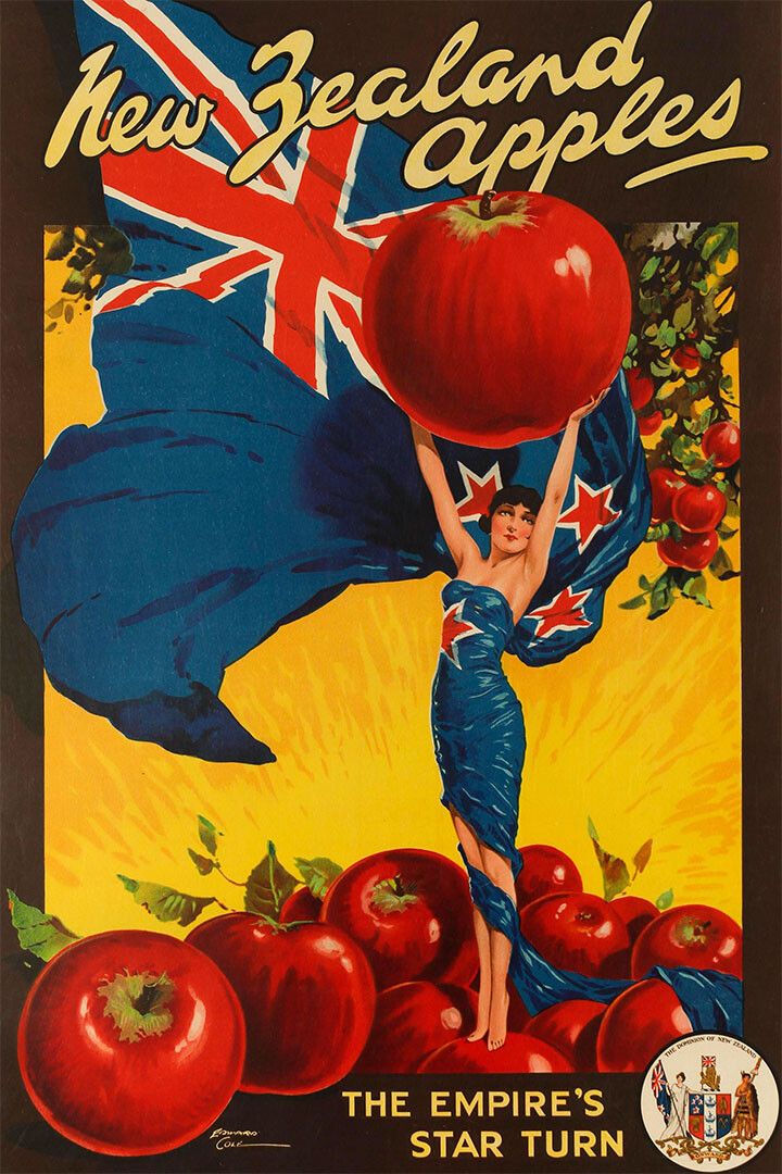 New Zealand Apples Version Vintage Travel Print Keychain