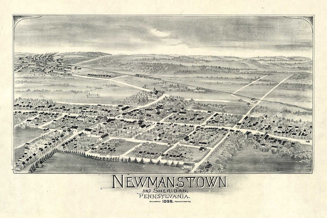 Newmanstown Pennsylvania 1898 Historic Panoramic Town Map Jigsaw Puzzle