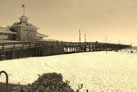 Newport Beach Pier Orange County California Ocean Old Retro Picture Photo