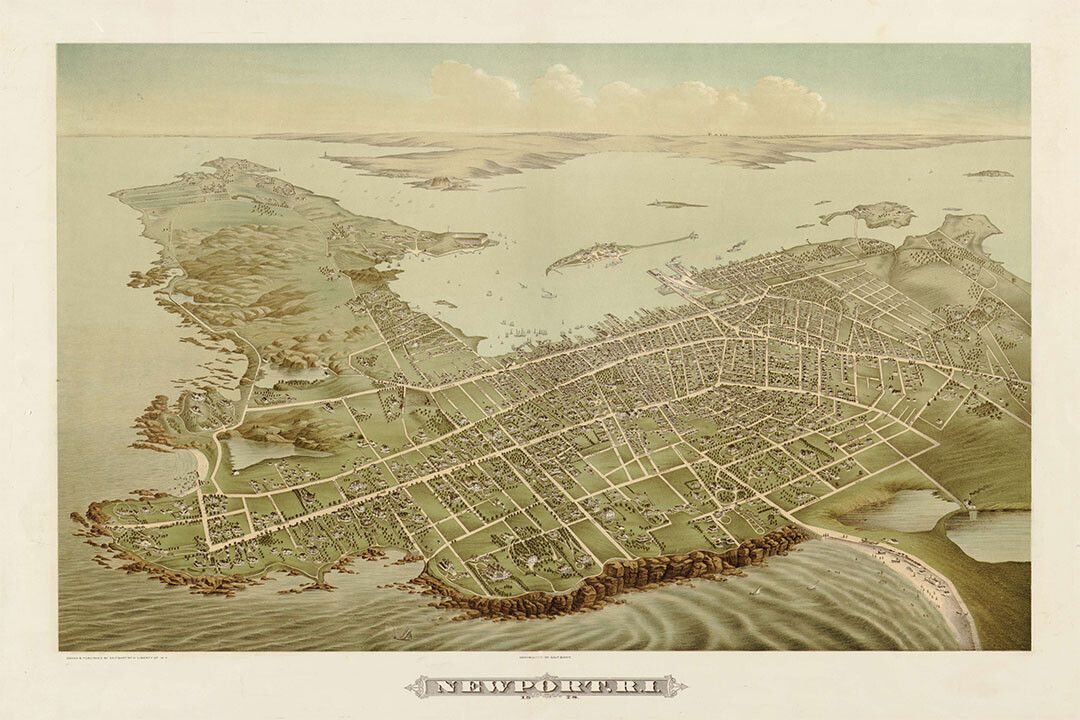 Newport Rhode Island Vintage Old Panoramic City Map Jigsaw Puzzle