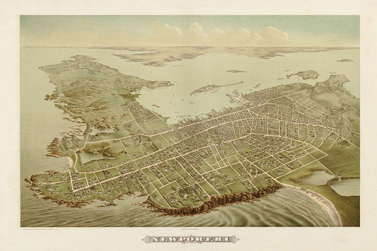 Newport Rhode Island Vintage Old Panoramic City Map Jigsaw Puzzle
