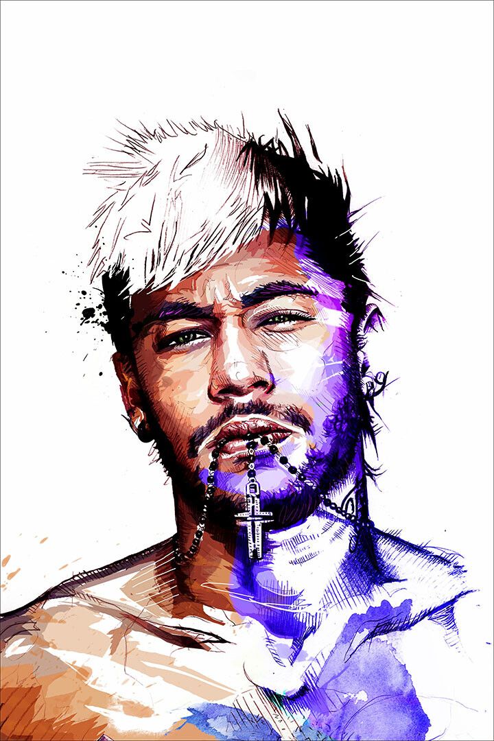 Neymar Atlethe National Football Player Painting Jigsaw Puzzle