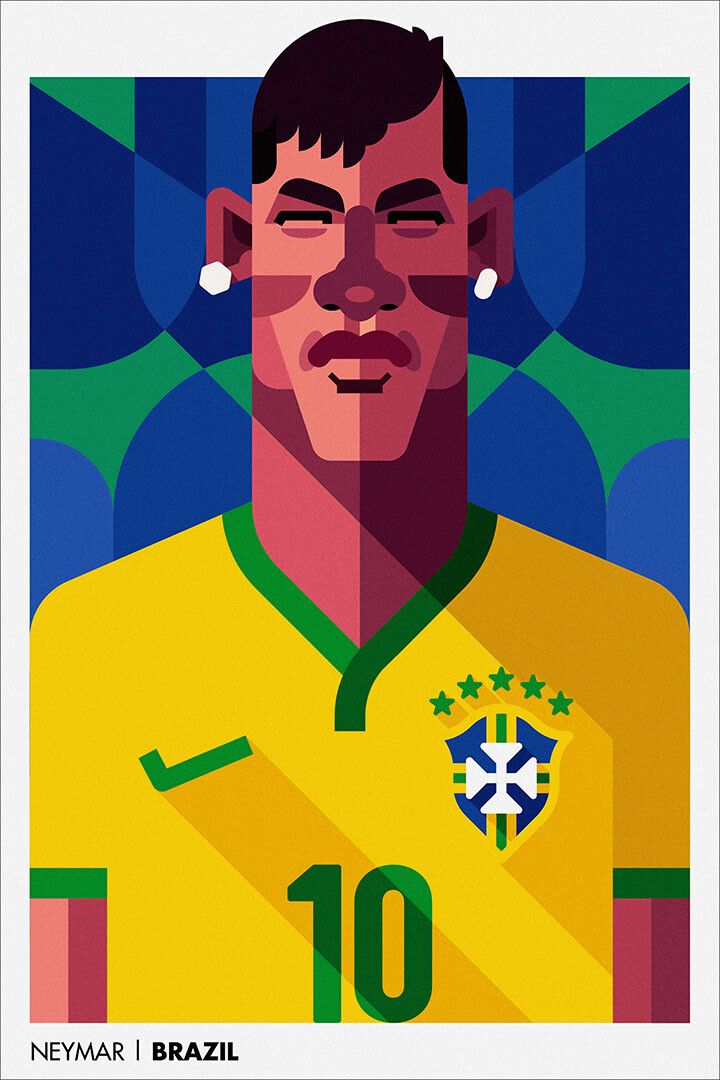 Neymar Brazilian Footballer Cartoon Sports Painting Jigsaw Puzzle