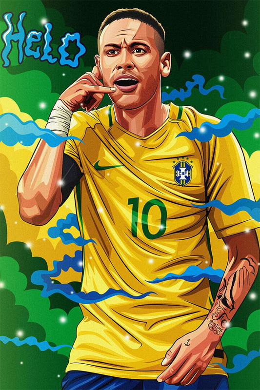 Neymar Football Player Cartoon Sports Painting Jigsaw Puzzle
