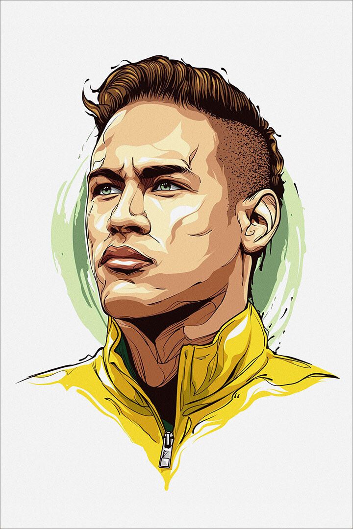 Neymar National Football Player Painting Print Jigsaw Puzzle