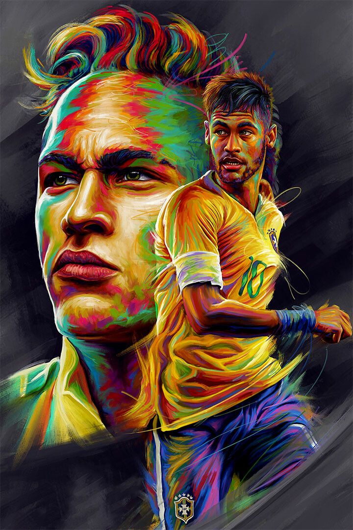 Neymar Sports National Football Player Painting Jigsaw Puzzle