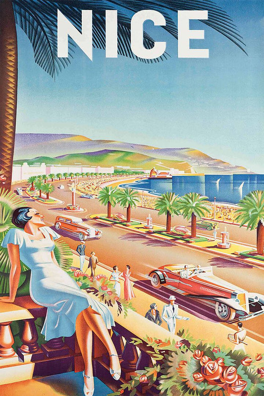Nice France 1930S Vintage French Riviera Beach Travel Jigsaw Puzzle