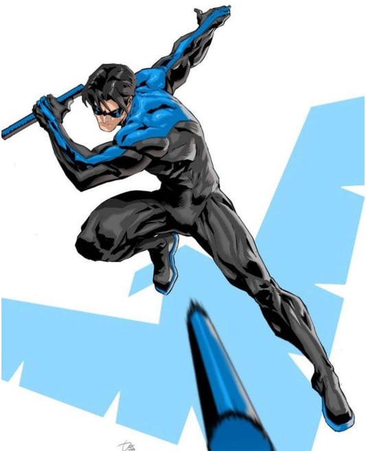 Nightwing Action Pose Print Poster