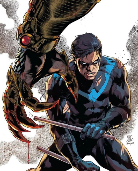 Nightwing Vs Villain Battle Scene Print Poster