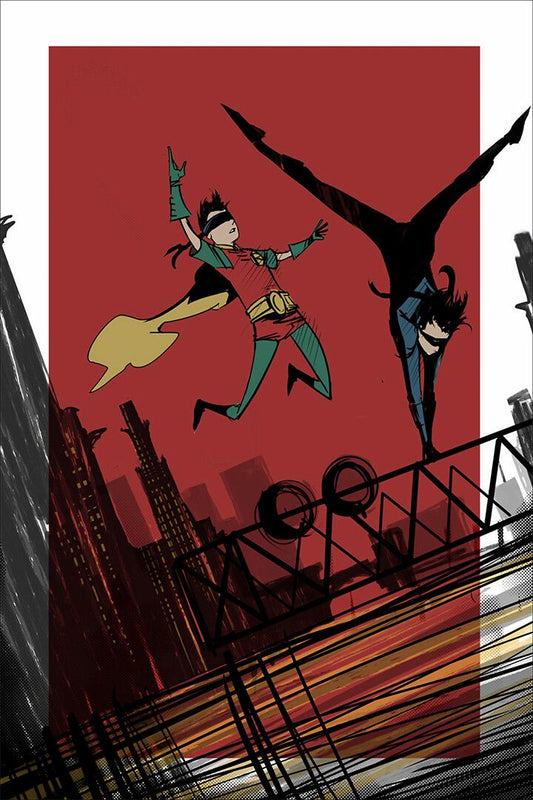 Nightwing Bats And Buildings Comic Book Art Print Decor Jigsaw Puzzle