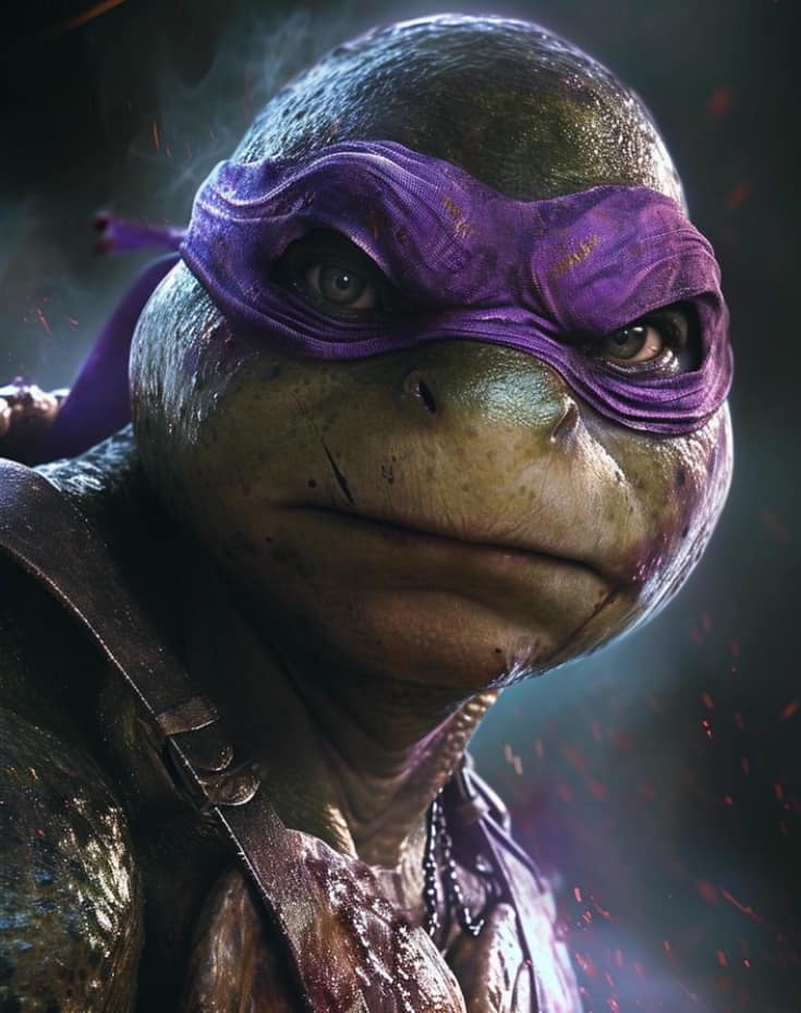 Ninja Turtle Portrait Purple Mask Print Poster