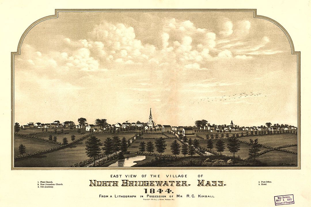North Bridgewater Massachusetts 1844 Panoramic Town Map Jigsaw Puzzle