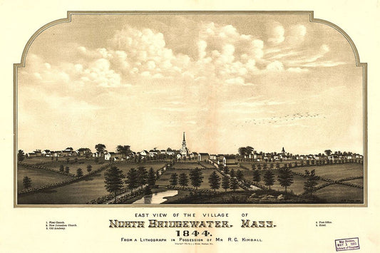 North Bridgewater Massachusetts 1844 Panoramic Town Map Jigsaw Puzzle