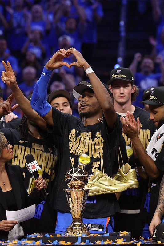 Okc Gilgeousalexander Bball Champs Trophy Jigsaw Puzzle