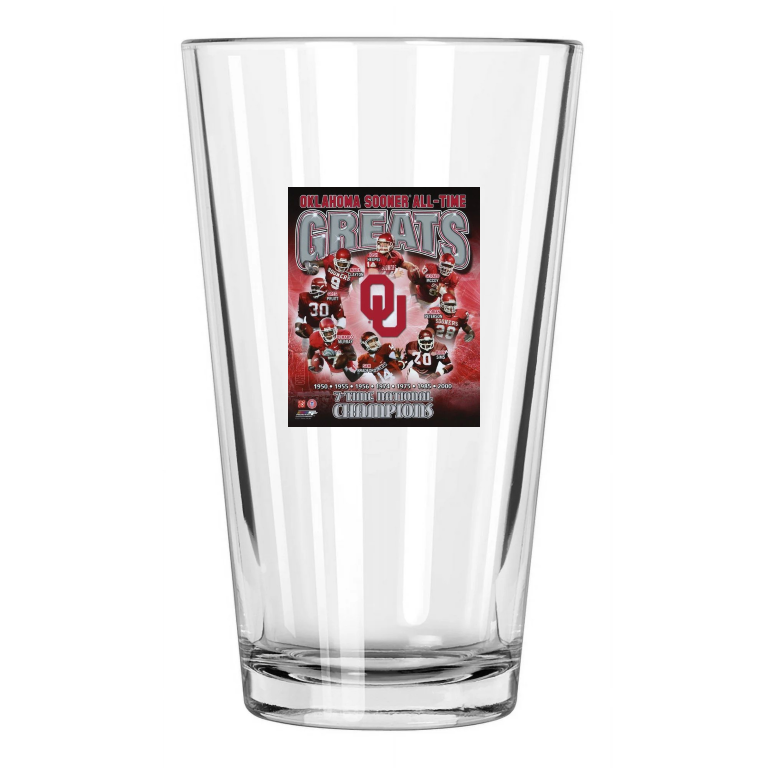 Oklahoma Sooners All Time Greats Sims Peterson Murray Pint Beer Drinking Glass