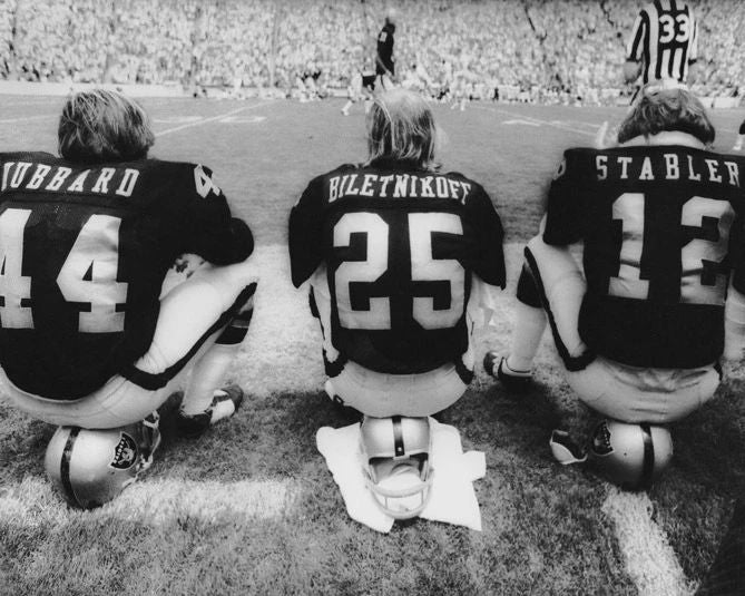 Oakland Raiders Marv Hubbard, Fred Biletnkoff & Ken Stabler Glossy Keychain