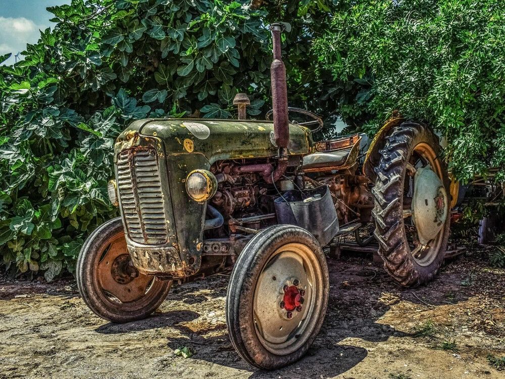 Old Neglected Farm Tractor Art Print Reprint