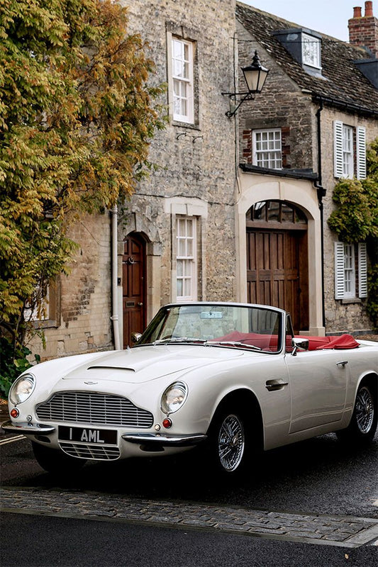 Old White Aston Martin Classic Print Painting Jigsaw Puzzle