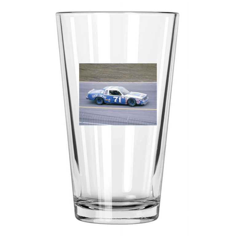 Oldsmobile Buck Stove Dave Marcis Photo Daytona 500 Pint Beer Drinking Glass