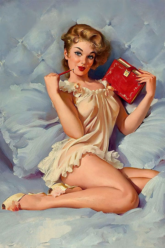 On The House Vintage Style Elvgren Drawing Print Wall Home Decor Jigsaw Puzzle