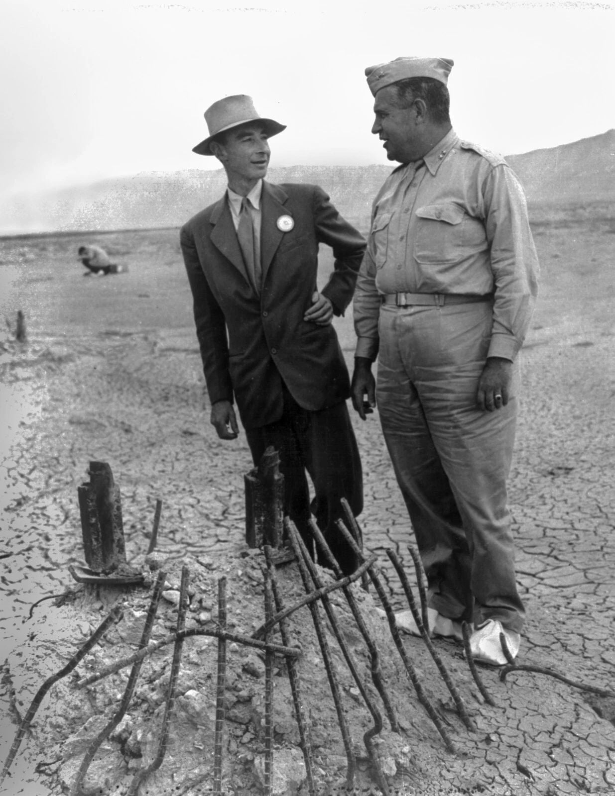 Oppenheimer & Groves Trinity Atomic Bomb Test Ground Zero Poster Picture Photo