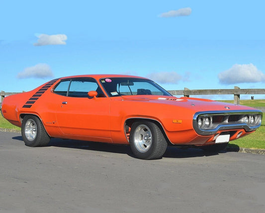 Orange 1972 Plymouth Road Runner Classic Car Retro Vintage Picture Keychain