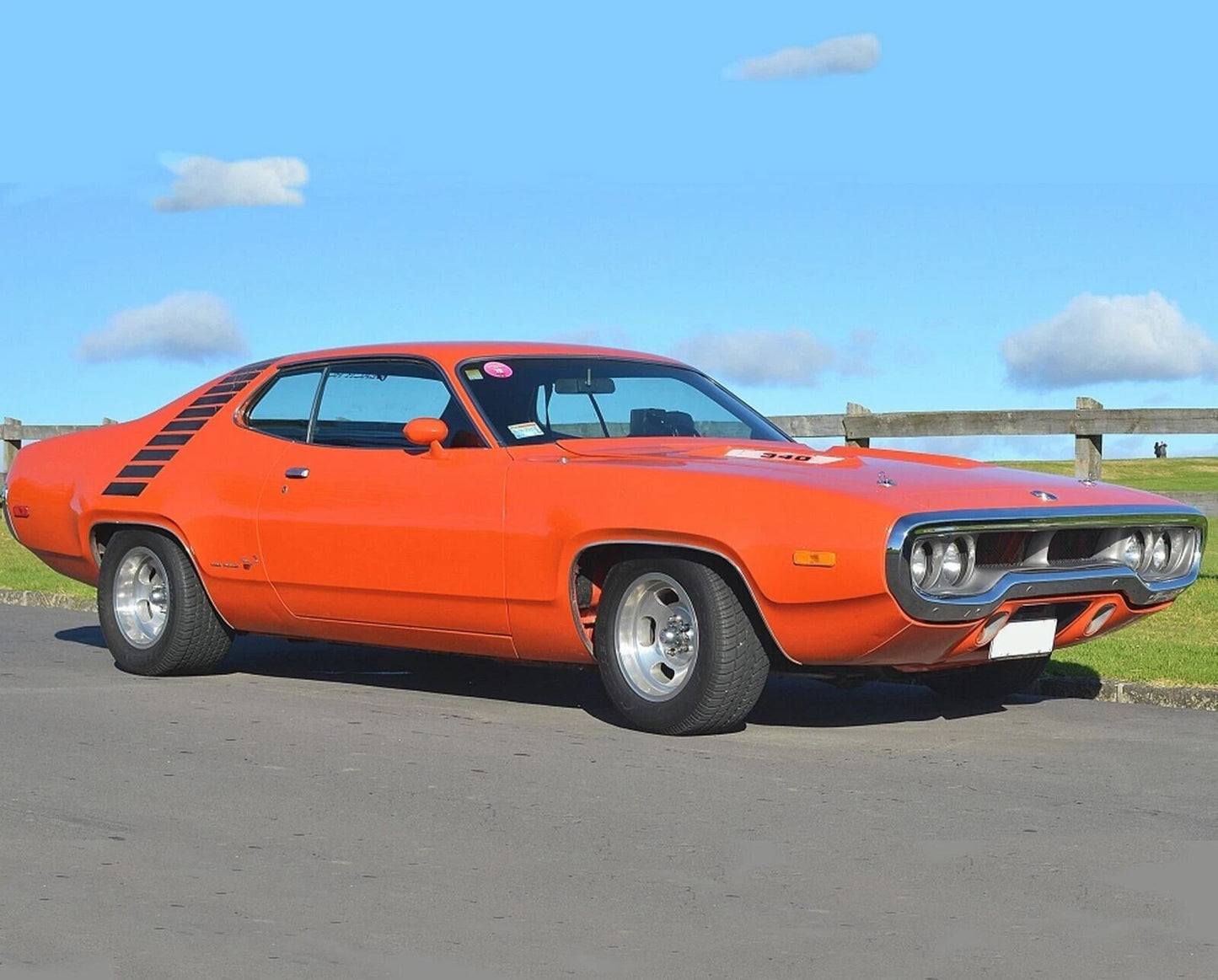 Orange 1972 Plymouth Road Runner Classic Car Retro Vintage Picture Photo