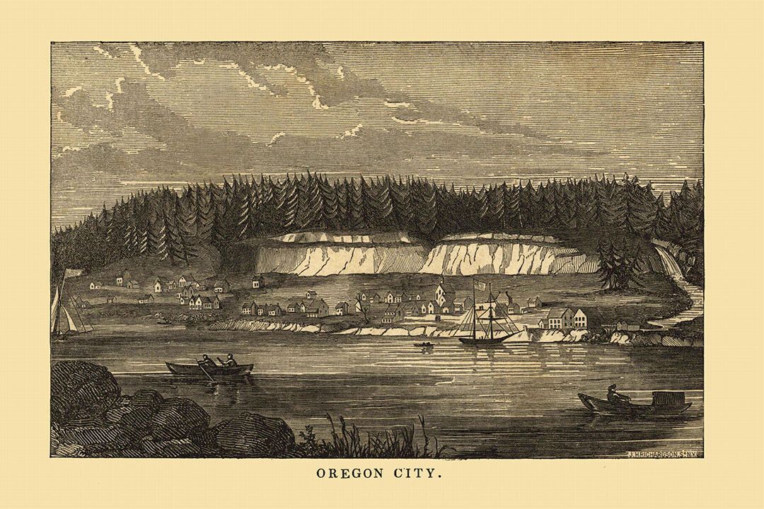 Oregon City Or 1850S Historic Panoramic Town Map Jigsaw Puzzle