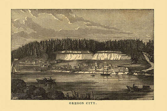 Oregon City Or 1850S Historic Panoramic Town Map Jigsaw Puzzle