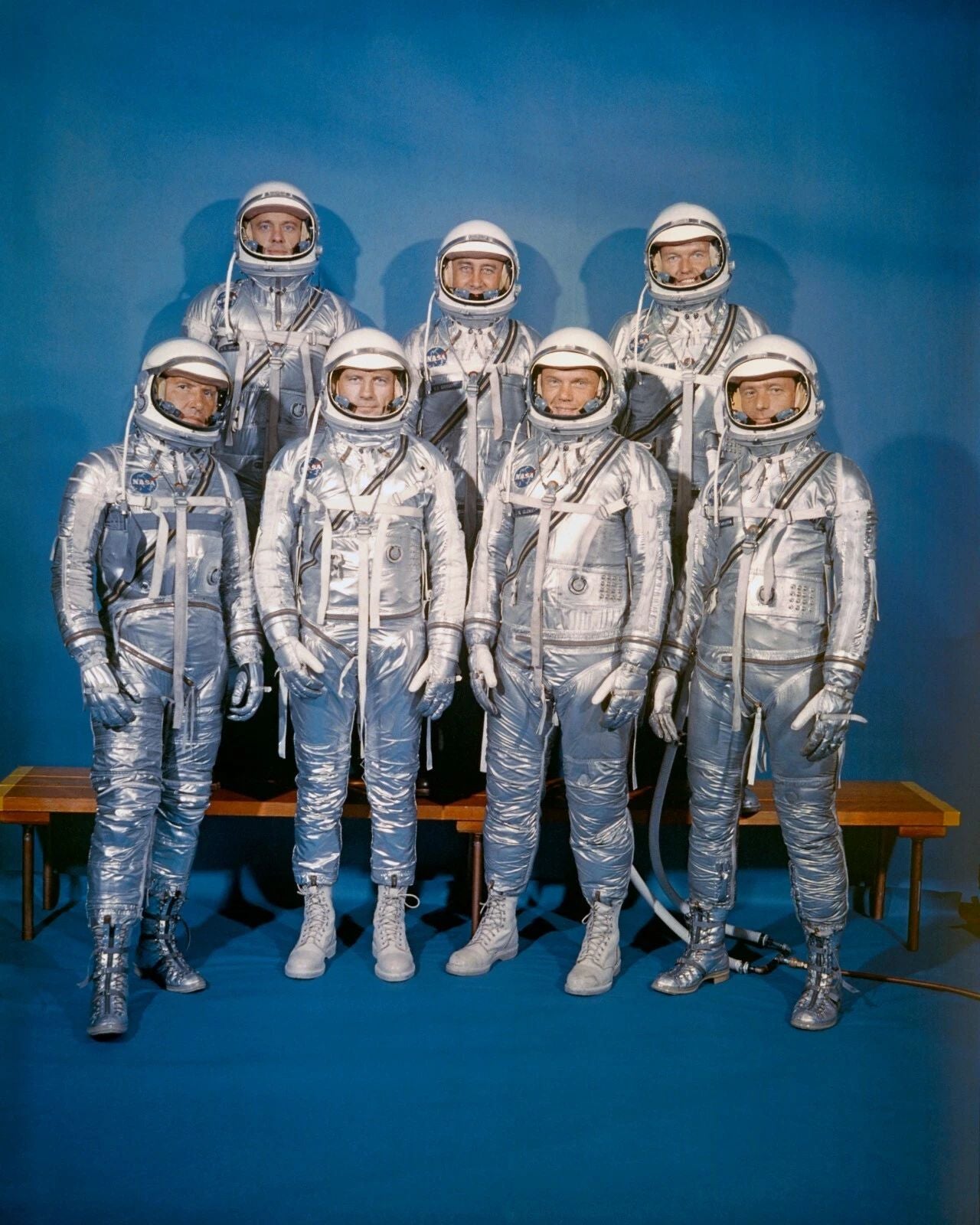 Original Mercury 7 Astronauts In Nasa Space Suits Science Photo