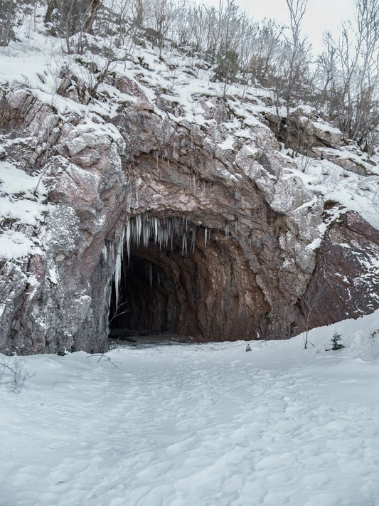 Outside Of Snowy Ice Cave Lake Plastiras Greece Photo Picture Poster Print