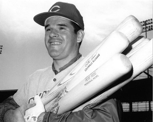 Pete Rose Magnet Cincinnati Reds Baseball Picture Mlb Bw With Bats