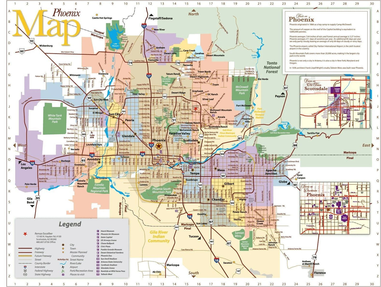 Phoenix Arizona Road Map City County South West Us Photo Poster