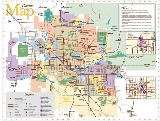 Phoenix Arizona Road Map City County South West Us Magnet Magnet