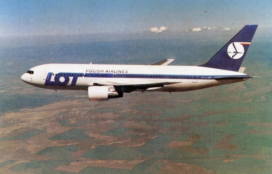 Poland Airlines Polskie Lot B 200 Jet Plane Retro Picture Keychain