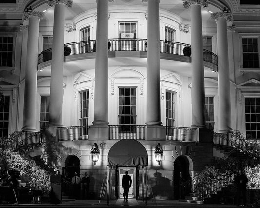 President Barack Obama At The White House Black & White Picture Magnet