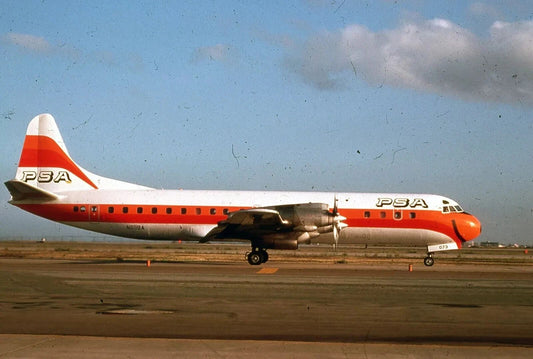 Psa Pacific Southwest Airlines L 188 Plane At Airport Retro Picture Keychain