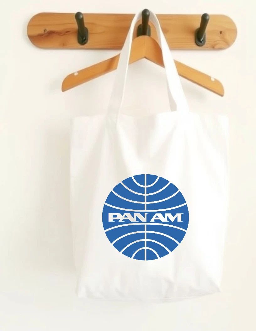 Pan Am Retro Logo Canvas Tote Bag Us Airline Travel Personal Item Souvenir