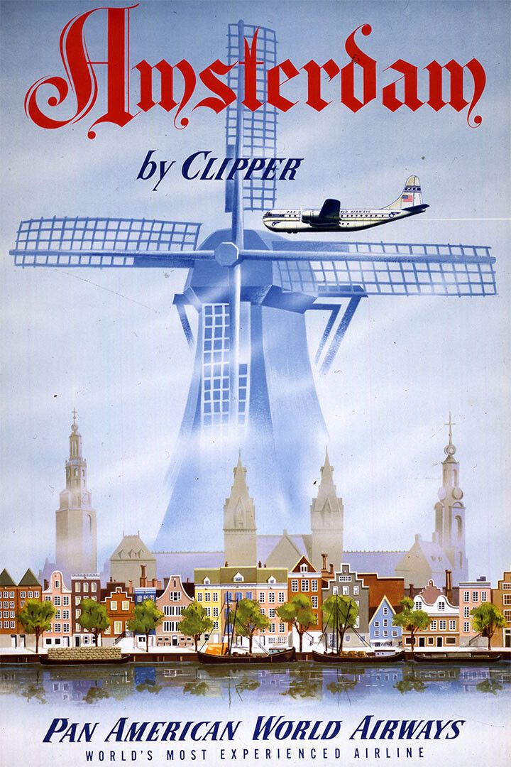 Pan American Airlines Amsterdam Travel Jigsaw Puzzle