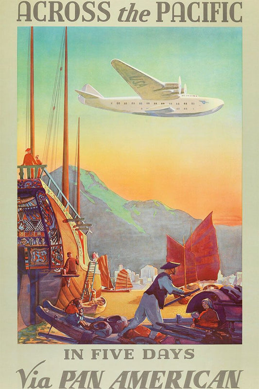 Pan American Airlines Pacific Vintage Travel Print Wall Art Decor Poster