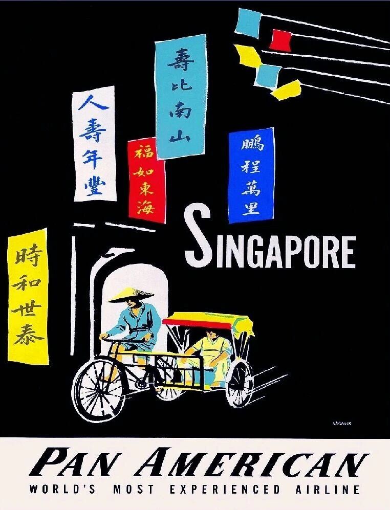 Pan American Airlines Singapore South East Asia Travel Ad Art Print Poster