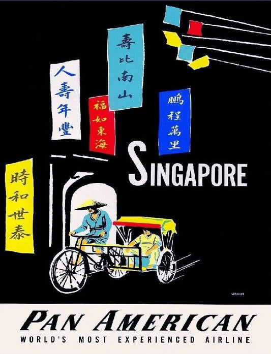 Pan American Airlines Singapore South East Asia Travel Ad Art Keychain